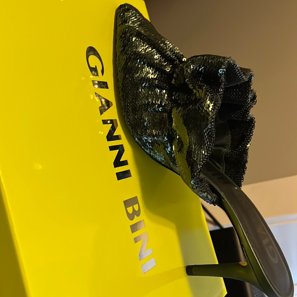 Gianni Bini Olive Green Slide in Heel Sequin.